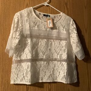 Vetty Lace Panel Blouse NWT